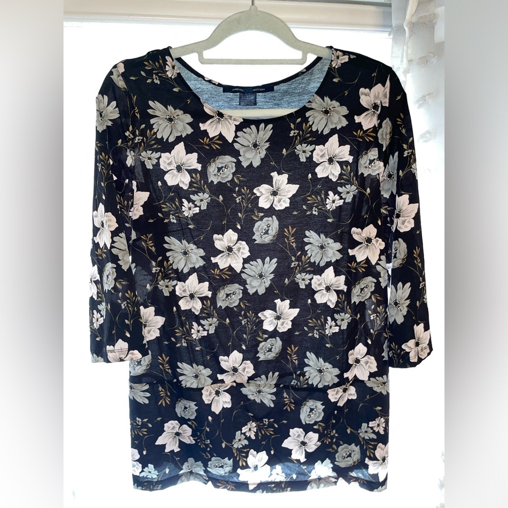 French Connection Black Floral Blouse